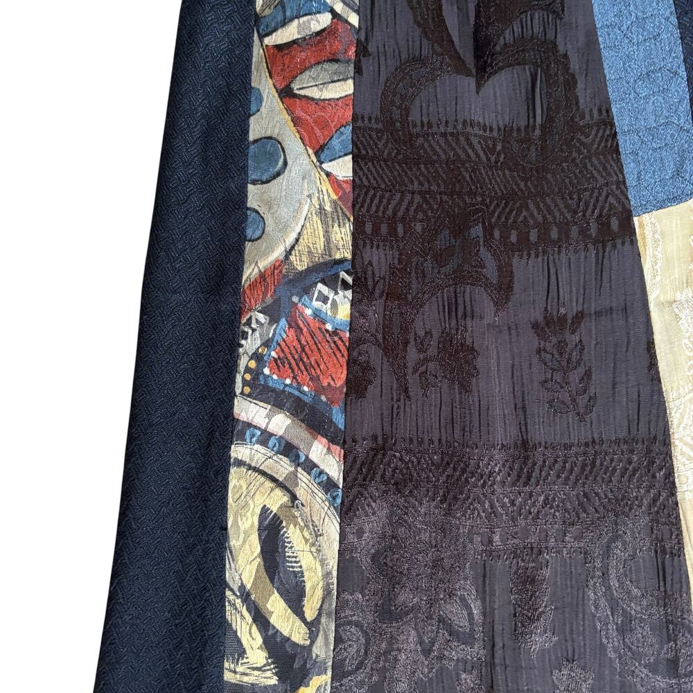 Vintage 90s Patchwork Maxi Skirt Boho Artsy Panel Flowy A Line Mixed Fabric - Picture 11 of 11